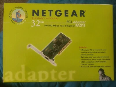 Netgear FA311v2 32 Bit PCI Adapter 10/100 Mbps Fast Ethernet Small Business Home - Image 1 of 4
