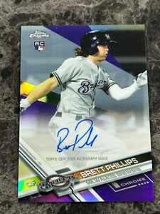 2017 Topps Chrome - Rookie Autographs Brett Phillips rifrattore viola /250 @QY10 - Foto 1 di 2