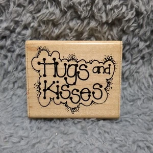 Vintage D O T S Holzstempel Stempel Umarmungen und Küsse - Bild 1 von 5