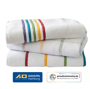Regenbogen Handtuch weiß 50x100 cm rainbow towel gay queer CSD pride schwul LGBT - Bild 1 von 5