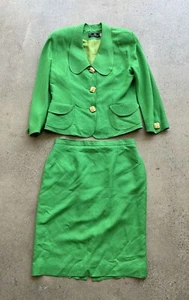 Vintage PSI Couture Green Saint Patricks Blazer & Skirt Set Sz 14 Union Made USA - Picture 1 of 15