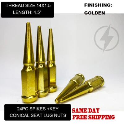 FIT GMC CANYON SAFARI SAVANA SIERRA YUKON ESPIGA TUERCA 4.5’’ 14x1.5 DORADO 24PC Foto 1 de 4