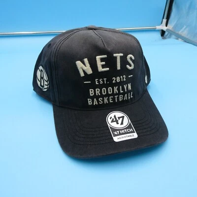 Brooklyn Nets Hat Mens Snapback '47 Brand Black Faded Cap Basketball NBA Gym New - Image 1 of 4