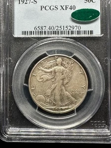 1927-S Walking Liberty Half XF40 PCGS CAC - Picture 1 of 5