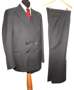 VINTAGE MASSGESCHNEIDERTER J.C. PALMER ZWEIREIHIGER GRAUER ANZUG 42 ZOLL LANG 50er JAHRE - Bild 1 von 21