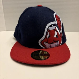 Cleveland Indians Big Chief Wahoo Felt Wool New Era 59Fifty 7 7/8 Hat Cap - Picture 1 of 8