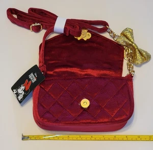 NEWDisney Minnie Mouse Sparkling Bow Crossbody Bag w/Black Top Handle SM Purse - Picture 1 of 14