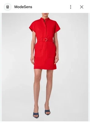 Denim elástico de algodón manga corta con cinturón AKRIS Punto talla mediana.  Venta al por menor $995 Foto 1 de 4