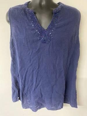 Camisa sin mangas Classic Elements para mujer talla XL azul con cuentas Foto 1 de 4