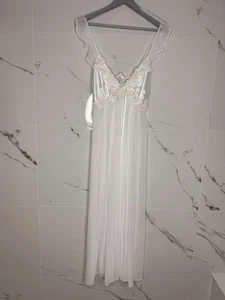New IN BLOOM by Jonquil Ivory Satin Pearls Long Nightgown XL Bridal Babydoll - Picture 1 of 13