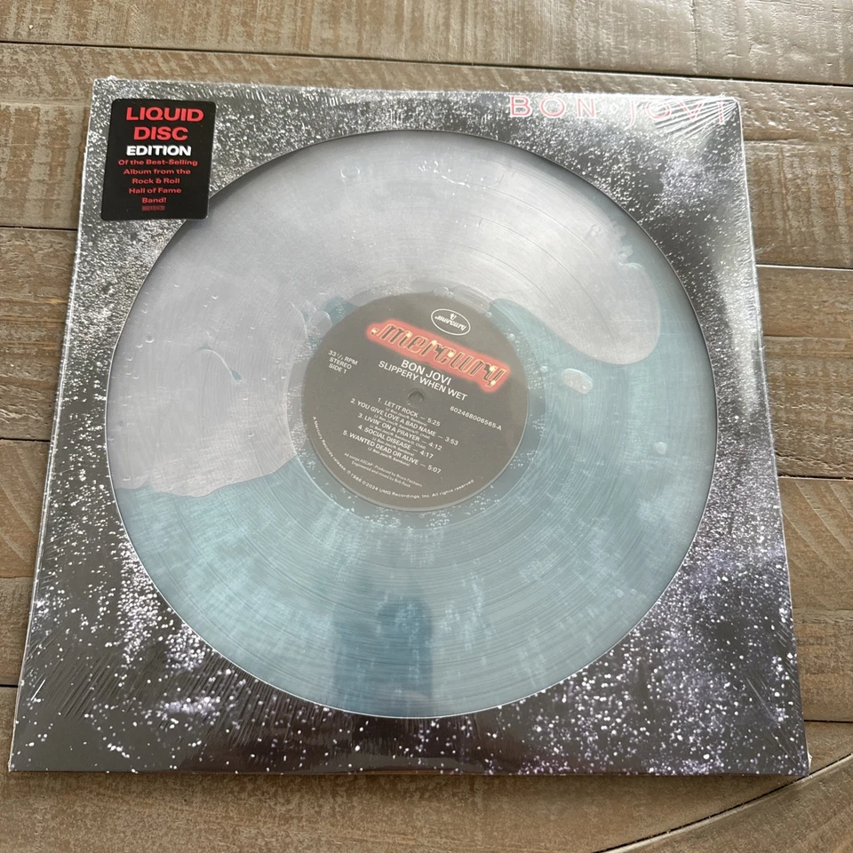 Rare Bon Jovi Slippery When Wet WATER FILLED LP New & Sealed Liquid Vinyl - Image 1 of 3