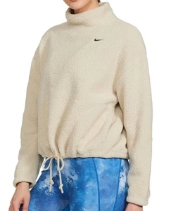 Nike Therma-fit Damen Fleece Sweatshirt Oatmeal Cream Mock Neck Gr. M - Bild 1 von 7