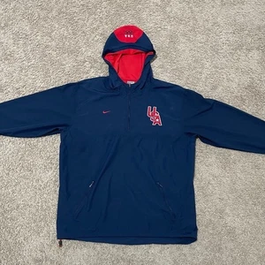 VTG USA Olympic Team Jacket Men Large Navy Blue Y2K Nike Hood Anorak Sydney 2000 - Picture 1 of 12