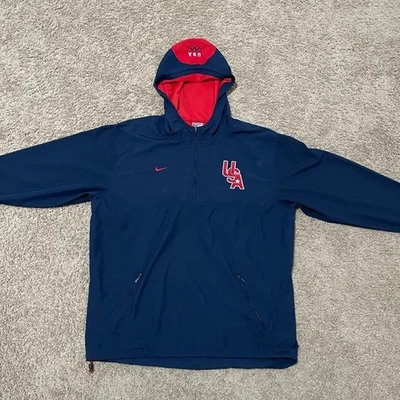 VTG USA Olympic Team Jacket Men Large Navy Blue Y2K Nike Hood Anorak Sydney 2000 - Image 1 of 4
