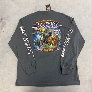 Vintage Black Hills Valley 2017 Sturgis Biker Motorcycle Long Sleeve Tee Mens XL - Picture 1 of 4