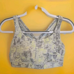 Lululemon Energy Sports Bra Sz10 Gray Forrest Green Yellow White Marble - Picture 1 of 7