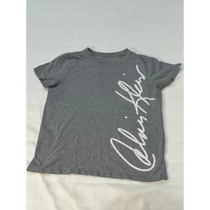 Calvin Klein Womens T Shirt Gray Short Sleeve Signature Logo Top Size S - Picture 1 of 6
