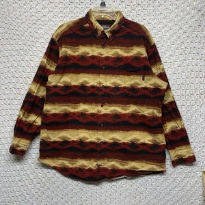 Y2K 90s Woolrich Aztec Shirt Sz L Western Chamois Brushed Flannel Button Down - Picture 1 of 10