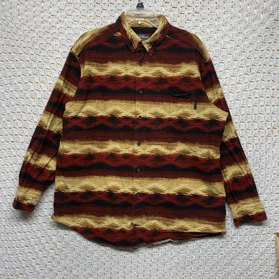 Y2K 90s Woolrich Aztec Shirt Sz L Western Chamois Brushed Flannel Button Down - Image 1 of 4