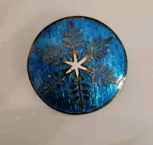 Siam- Sterling Silver & Blue Enamel Snowflake Brooch/Pin - Picture 1 of 4