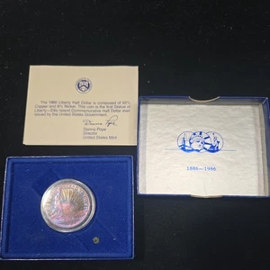 1986-S Liberty Half Dollar Proof with toning With COA and Case - Picture 1 of 4