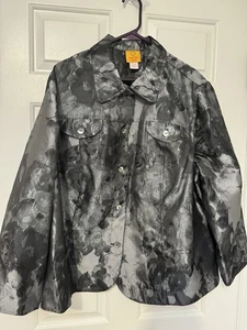 Ruby Rd. Women's Plus Size 22W Metallic Gray Black Jacket Long Sleeve - Picture 1 of 4