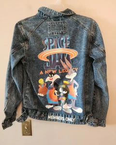 Members Only Space Jam Looney Tunes Legacy Denim Blue Jean Jacket Men medium - Picture 1 of 6