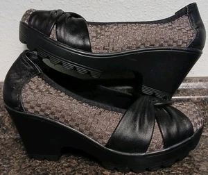 Scarpa donna 38/7,5 Bernie Mev nero e grigio tacco a blocco con accento in pelle - Foto 1 di 6