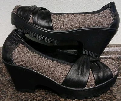 Zapato para mujer 38/7,5 Bernie Mev negro y gris tacón bloque con detalles de cuero Foto 1 de 4