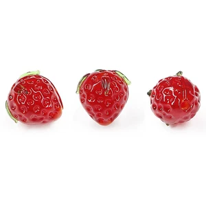Perline Fragola Lampwork 1pz o 10pz Vetro Perline Sciolte per Uso Bracciali Fai da Te - Foto 1 di 12