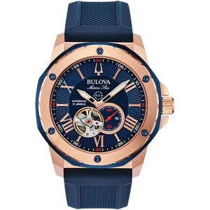 Bulova Marine Star Men's Blue Silicone Strap Watch - Picture 1 of 4
