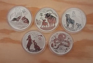 Lunar III Silbermünzen 1 Oz Maus. Ochse. Tiger. Hase. Drache - Bild 1 von 2