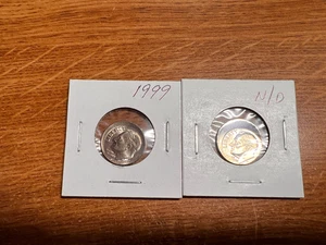 ERROR DIMES ND & 1999 (2)  OFF CENTER DIMES ROOSEVELT BOTH BU - Picture 1 of 5