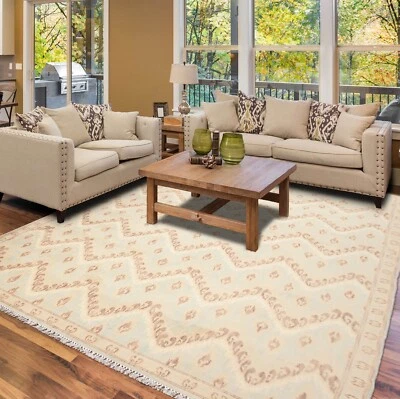 Alfombra 100% AOR8578 6x9 Aqua diseño IKAT anudada a mano 6' x 9' Foto 1 de 4