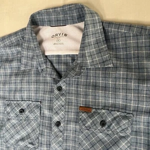 Orvis Men’s Shirt XL Blue Plaid Checks Outdoor Light Weight Button Up Camp 2647 - Picture 1 of 10