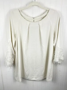 RACHEL ROY Damen Bluse Oberteil mit ausgestellten Ärmeln ELFENBEIN Tunika Größe Medium - Bild 1 von 11