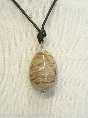 Ciondolo in ARGENTO 925 con uovo in AGATA naturale e girocollo - pietra dura - - Immagine 1 di 2