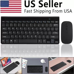 Wireless Keyboard And Mouse Combo Set 2.4G For PC Laptop Computer Black Slim US - Picture 1 of 13