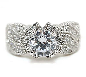 Anillo de plata esterlina 925 con zafiro blanco tratado de 2 quilates talla 6 - Imagen 1 de 3