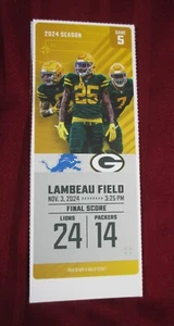 2024 Commemorative Green Bay Packers Ticket vs. DETROIT LIONS LAMBEAU FIELD - Picture 1 of 1