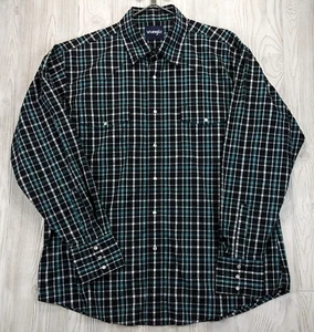 Camisa a Presión Wrangler Pearl XL Negra Verde azulado Manga Larga Botón Vaquero Occidental - Imagen 1 de 8
