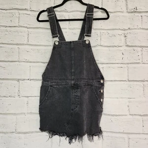 FREE PEOPLE Torn Up Denim Jumper Washed Black 0 Overalls 100% Cotton - Picture 1 of 12