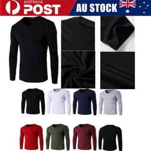 Men Long Sleeve T Shirt Soft Slim Turtle Neck Cotton Tops Tee Pullover Clothing - Picture 1 of 14