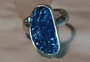 Sterlingsilber Marineblau Mitternachtsblau Drusenquarz Ring Größe 7 Druzy SLJ Creations - Bild 1 von 22