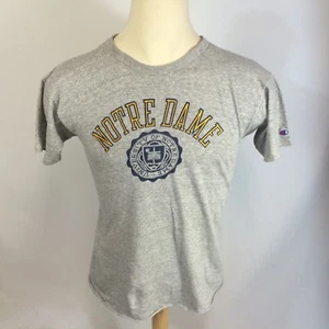 Vintage 70er 80er Rayon Tri Blend Notre Dame College University T-Shirt grau  - Bild 1 von 7