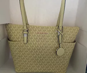 Michael Kors Jet Set Buttercup East West Signature Top Zip Tote NWT - Picture 1 of 7