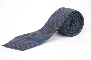 Corbata Burberry London $210 Nuevos Tonos de Azul Marrón a Rayas 100% Seda 3"" Italia - Imagen 1 de 3
