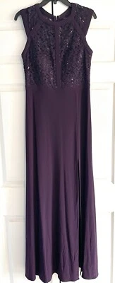 Vestido largo sin mangas de encaje floral elegante para mujer talla 8 vestido de cóctel borgoña Foto 1 de 4