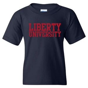 Liberty University Flames Basic Block Youth T-Shirt - Navy - Picture 1 of 7