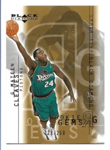 Mateen Cleaves 2000-01 Negro Diamante Oro Novato #112/250 Detroit Pistons RC - Imagen 1 de 2